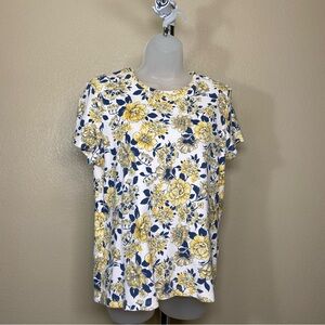 Floral Women's Top - Yellow and Blue